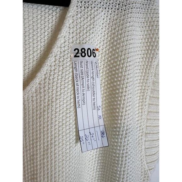 Lucky Brand Sweater Ivory Vest Womens M Knit Pullover V Neck Sleeveless Casual - Picture 7 of 7